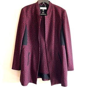 Jones Studio Open Front Magenta Black Chevron Skirt Suit Women’s Size L NWT